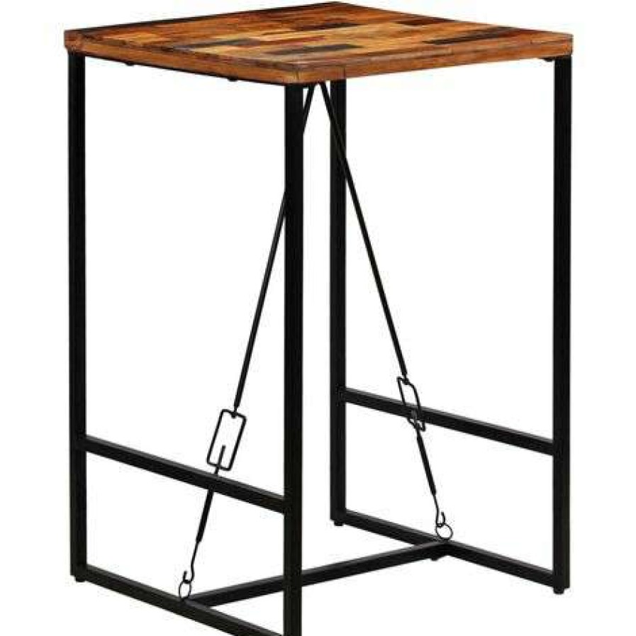 Table Haute Et Bar * | Top 10 Supermarket Table De Bar Bois Recycle Solide 70 X 70 X 106 Cm