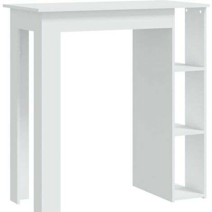 Table Haute Et Bar * | Nouveau Supermarket Table De Bar Avec Etagere Blanc 102X50X103,5 Cm Agglomere