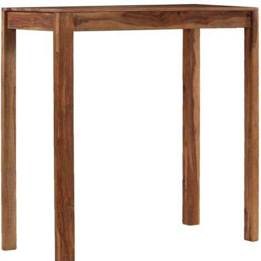 Table Haute Et Bar * | Meilleure Vente Helloshop26 Table Haute Mange Debout Bar Bistrot Bois De Sesham Massif 115 Cm Bois