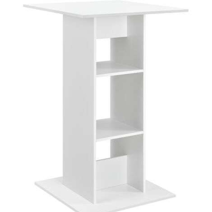 Table Haute Et Bar * | Coupon Table De Bar Visby 3 Etageres 70 X 70 X 110 Cm Blanc [En.Casa]