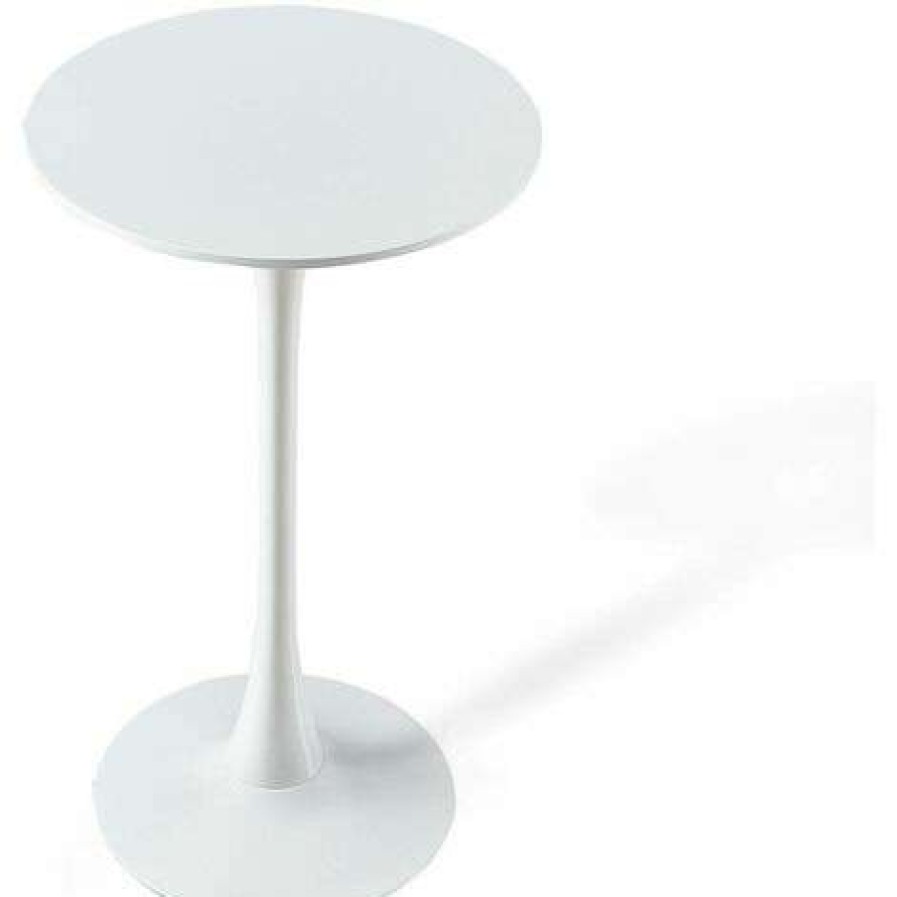 Table Haute Et Bar * | Bon Marche Vmo Home Table Haute Ibiza White O60 Cm