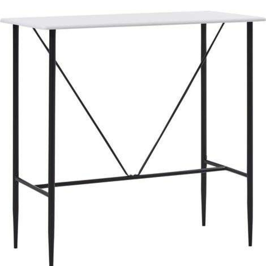 Table Haute Et Bar * | Acheter Asupermall Table De Bar Blanc 120 X 60 X 110 Cm Mdf