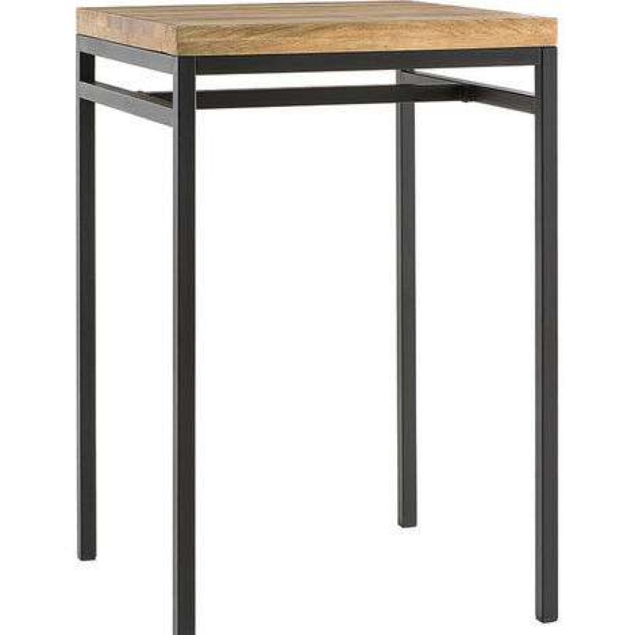 Table Haute Et Bar * | De Gros Miliboo Table Haute Carree En Manguier Massif Et Metal Noir Ypster Bois Clair / Noir