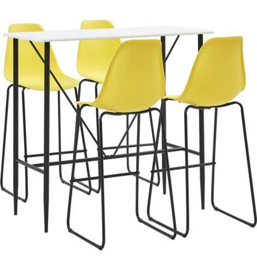 Table Haute Et Bar * | Acheter True Deal Ensemble De Bar 5 Pcs Plastique Jaune