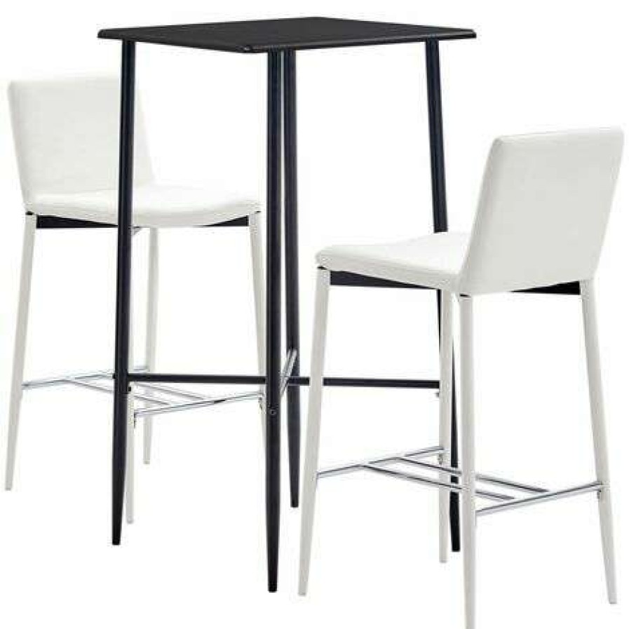 Table Haute Et Bar * | Nouveau Hommoo Ensemble De Bar 3 Pcs Similicuir Blanc Hdv22088