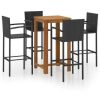 Table Haute Et Bar * | De Gros Youthup Ensemble De Bar De Jardin 5 Pcs Noir Noir