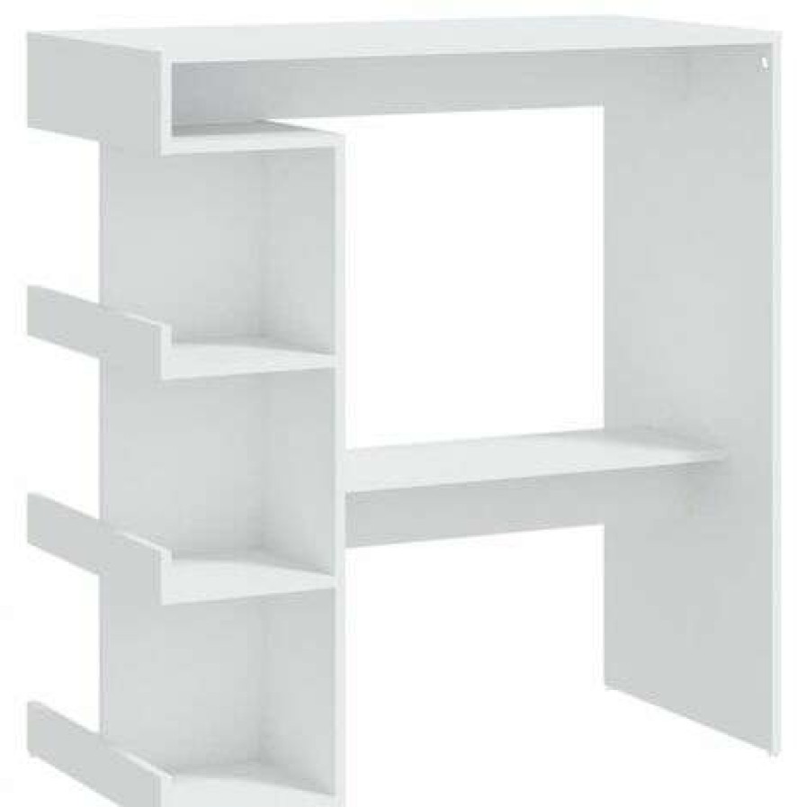 Table Haute Et Bar * | Acheter Supermarket Table De Bar Etagere De Rangement Blanc 100X50X101,5 Cm