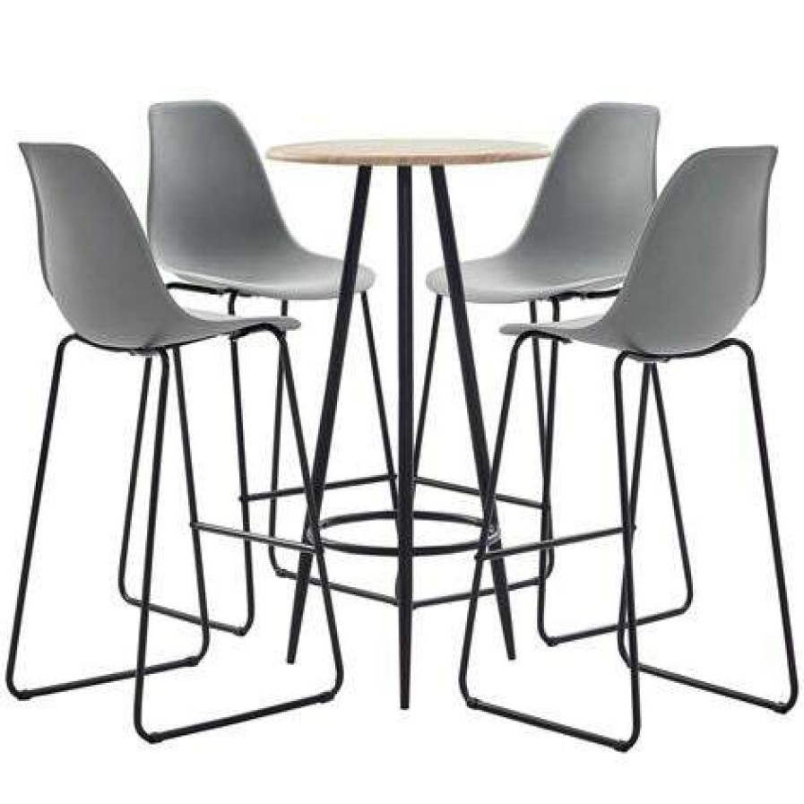 Table Haute Et Bar * | Offres True Deal Ensemble De Bar 5 Pcs Plastique Gris