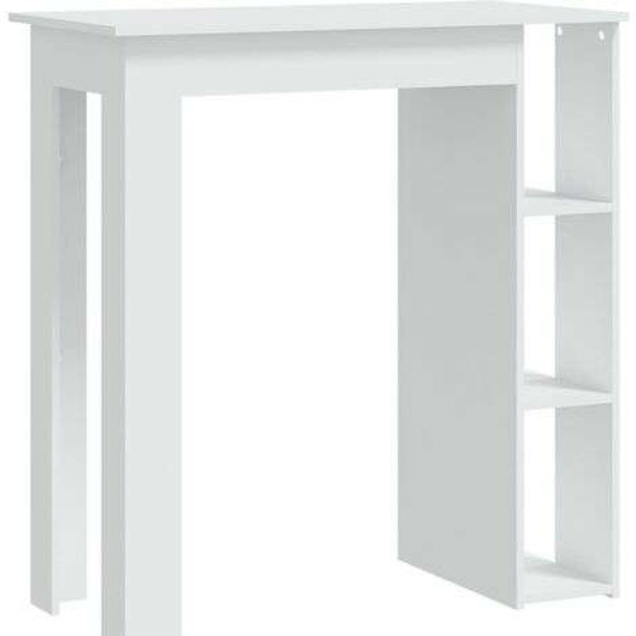 Table Haute Et Bar * | De Gros Inlife Table De Bar Avec Etagere Blanc 102X50X103,5 Cm Agglomere Blanc