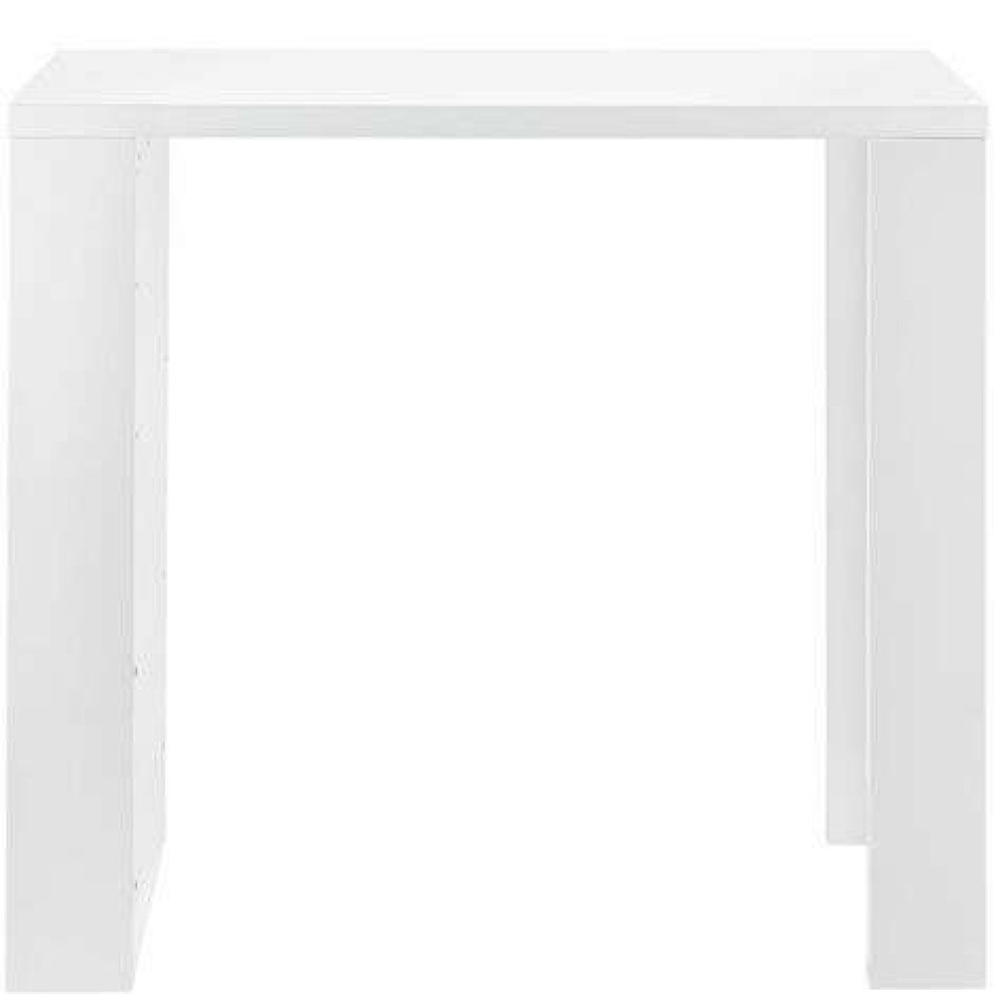 Table Haute Et Bar * | Nouveau Helloshop26 Table De Bar Bistrot Avec 3 Etageres 117 Cm Blanc Blanc