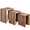 Table Haute Et Bar * | Nouveau Youthup Table Gigogne 3 Pcs Teck Recycle Brun