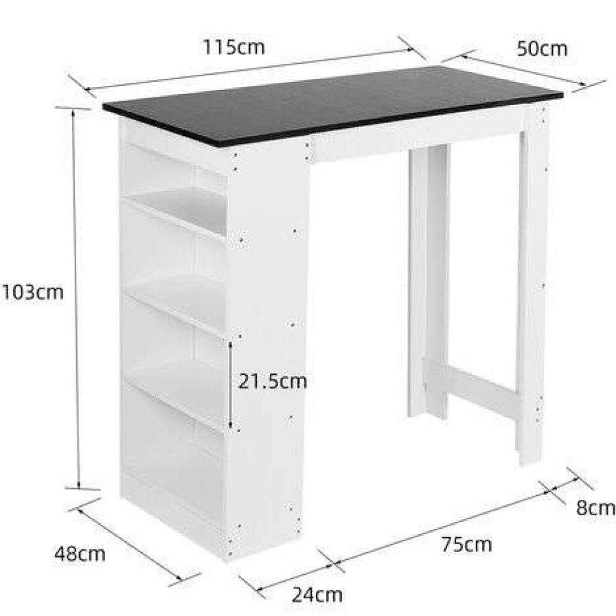 Table Haute Et Bar * | Budget Haloyo Table De Bar Table De Cuisine Mange-Debout 115*50*103Cm