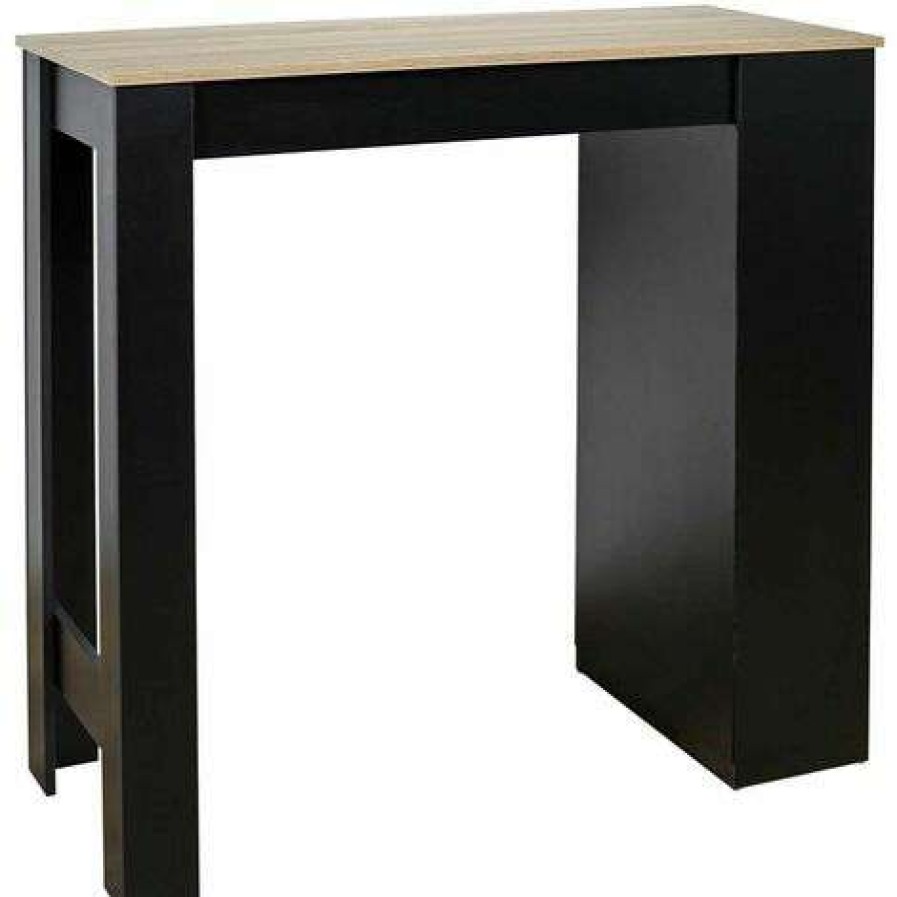 Table Haute Et Bar * | Coupon Altobuy Kanpe Table De Bar Mange-Debout Avec Etageres Noir