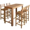 Table Haute Et Bar * | Top 10 Litzee Table Et Chaises De Bar 5 Pcs Bois D'Acacia Massif #