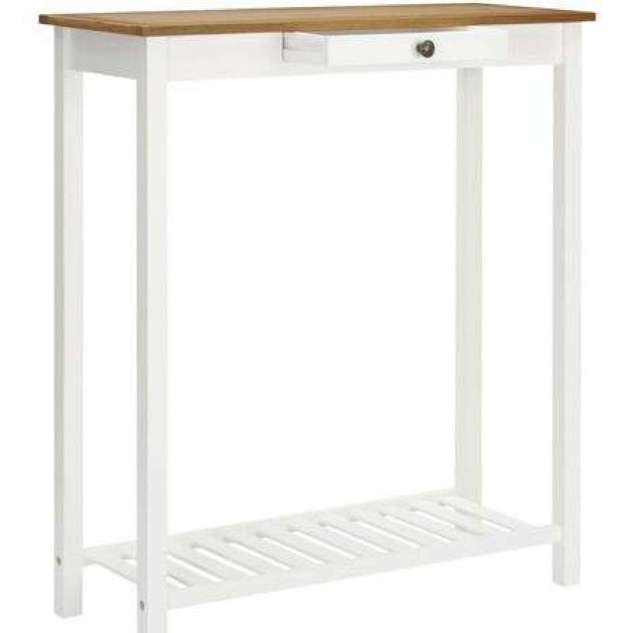 Table Haute Et Bar * | Meilleur Prix Vidaxl Table De Bar 100X40X110 Cm Bois De Chene Solide Modele 2 Brun