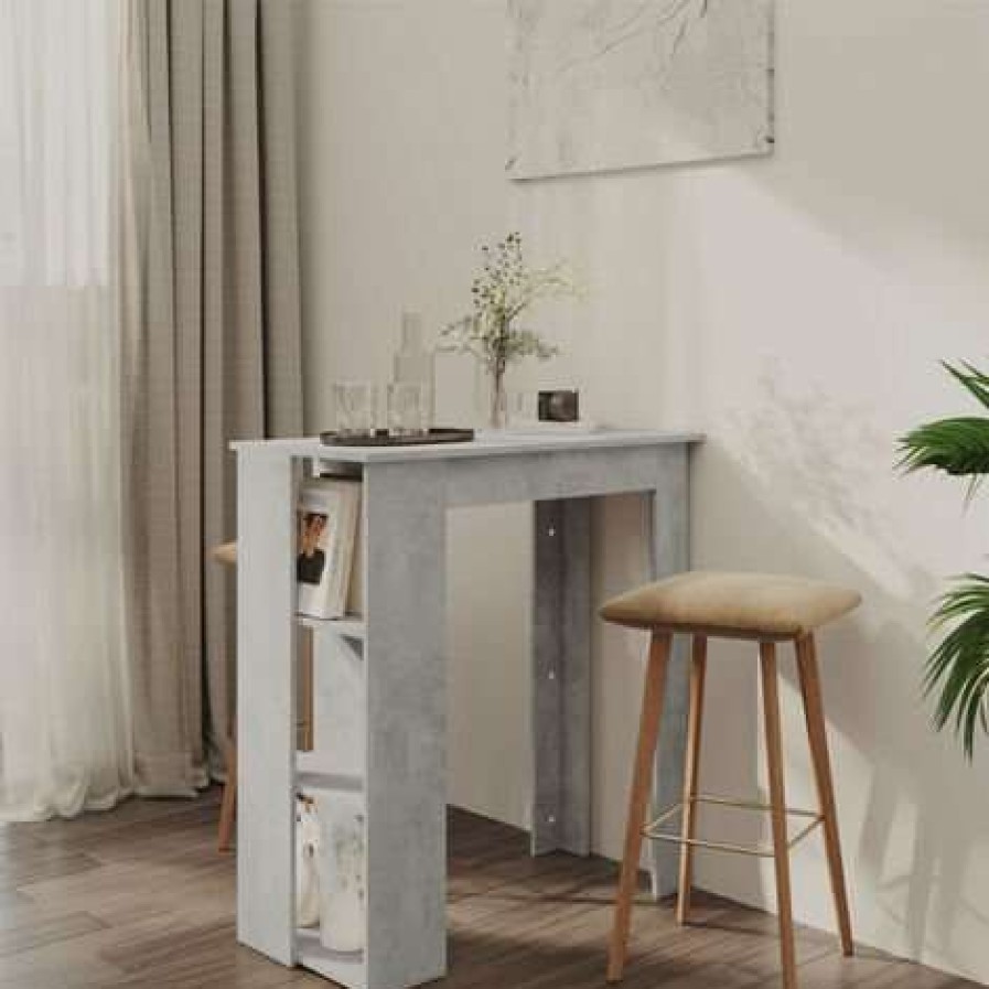 Table Haute Et Bar * | Top 10 Asupermall Table De Bar Avec Etagere Gris Beton 102X50X103,5 Cm Agglomere