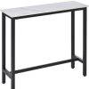 Table Haute Et Bar * | Acheter Homcom Table De Bar Table Haute De Cuisine Dim. 120L X 40L X 100H Cm Chassis Pietement Acier Noir, Plateau Aspect Marbre Blanc Blanc