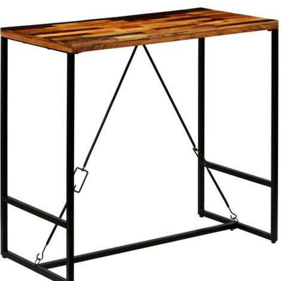 Table Haute Et Bar * | Le Moins Cher Hommoo Table De Bar Bois Recycle Solide 120 X 60 X 106 Cm Hdv12223