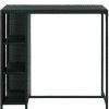 Table Haute Et Bar * | Promo Inlife Table De Bar Avec Rangement Noir 120X60X110 Cm Resine Tressee