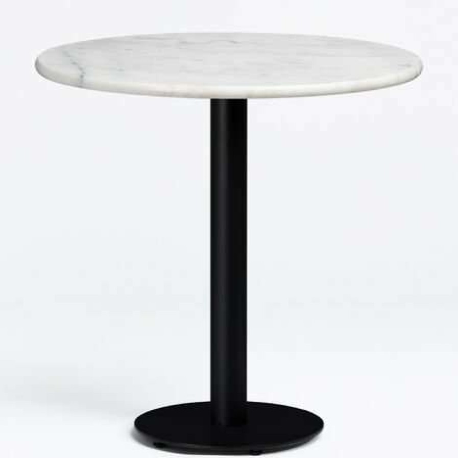 Table Haute Et Bar * | Sortie Table De Bar Ronde En Marbre Chack Sklum Marbre O60 Cm Blanc