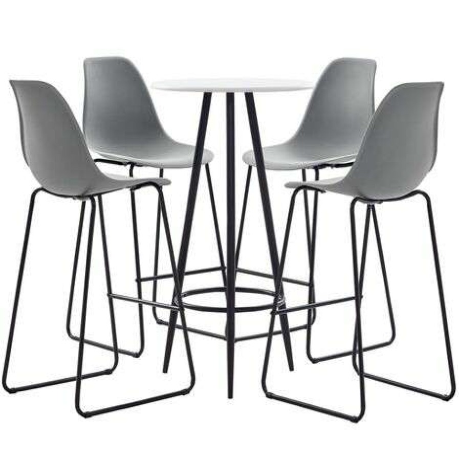 Table Haute Et Bar * | Offres True Deal Ensemble De Bar 5 Pcs Plastique Gris