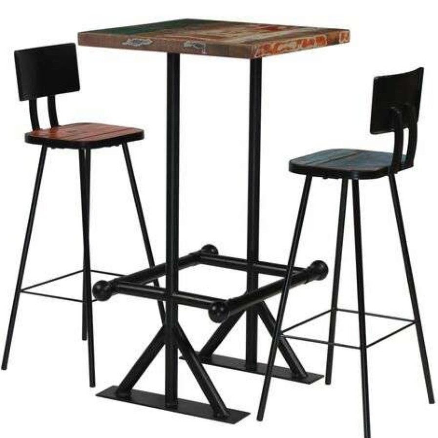 Table Haute Et Bar * | Bon Marche Inlife Mobilier De Bar 3 Pcs Bois De Recuperation Massif Multicolore