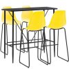 Table Haute Et Bar * | Grosses Soldes Hommoo Ensemble De Bar 5 Pcs Plastique Jaune Hdv22011