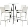 Table Haute Et Bar * | Coupon True Deal Ensemble De Bar 5 Pcs Similicuir Blanc