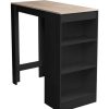 Table Haute Et Bar * | Remise Ikayaa Table De Bar Rustique A Hauteur De Comptoir Table De Salle A Manger De Ferme Avec Rangement Integre A 3 Niveaux Etageres Ouvertes Repose-Pieds De Soutien Pour Les Petits Endroits Limites | 3 Couleurs Chics En Option Le Noir