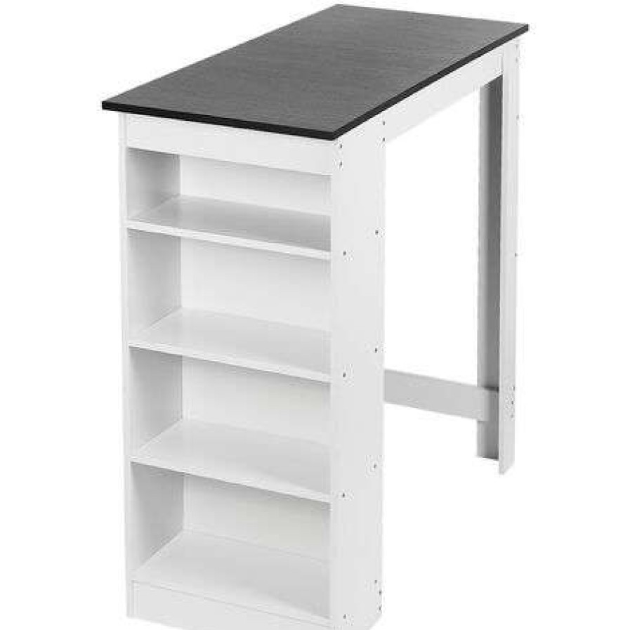 Table Haute Et Bar * | Meilleure Vente Wyctin Hofuton Table De Bar 115*50*103Cm Blanc + Noir