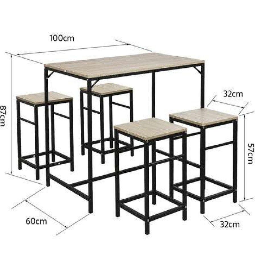 Table Haute Et Bar * | Nouveau Sifree Ensemble Table De Bar Bistrot + 4 Chaises Avec Repose-Pieds Table Mange-Debout Table Haute Cuisine