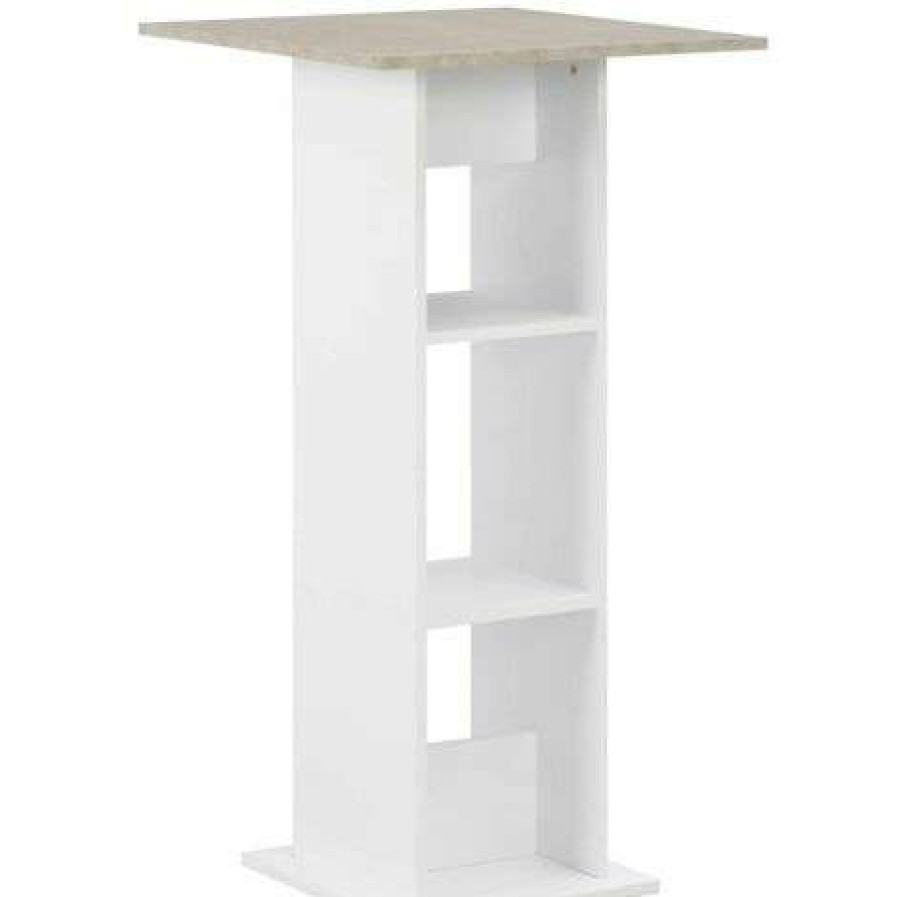 Table Haute Et Bar * | Acheter Hommoo Table De Bar Blanc 60X60X110 Cm Hdv22359