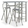 Table Haute Et Bar * | Remise True Deal Ensemble De Bar Avec Etageres 3 Pcs Bois Et Acier Gris