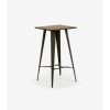 Table Haute Et Bar * | Coupon Table Haute En Acier Et Bois De Bambou Massif Longueur 60 X Profondeur 60 X Hauteur 104 Cm -Pegane-