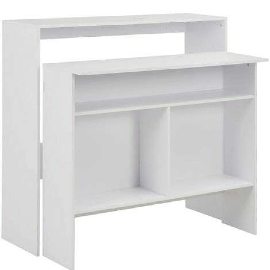 Table Haute Et Bar * | Promo Helloshop26 Table Haute Mange Debout Bar Bistrot Avec 2 Dessus De Table Blanc 130 Cm Blanc