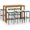 Table Haute Et Bar * | Nouveau Hommoo Ensemble De Bar De Jardin Avec Coussins 7 Pcs Noir