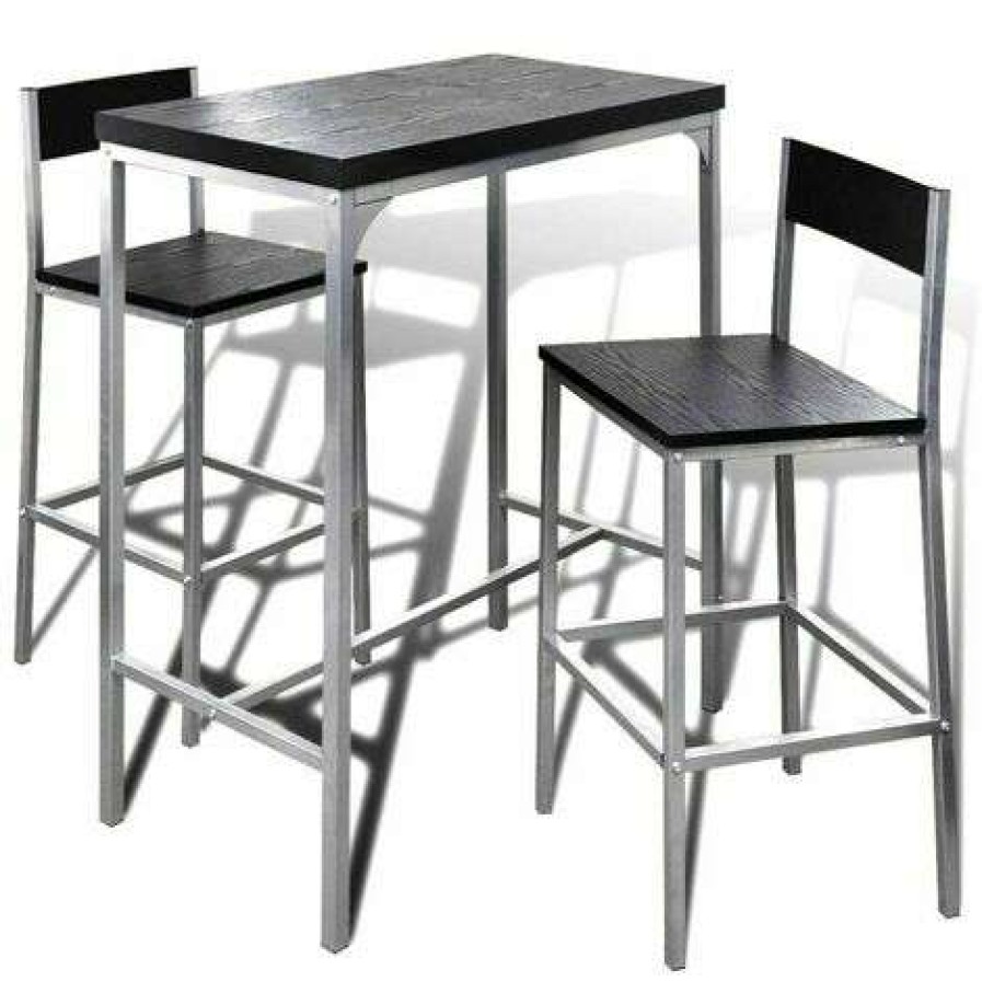 Table Haute Et Bar * | Offres Nova Ensemble De Table Et 2 Tabourets De Cuisine A Bar Haut Pour Le Petit Dejeuner 3 Pieces Ensemble De Bar A Petit-Dejeuner