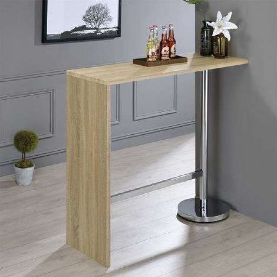 Table Haute Et Bar * | De Gros Idimex Table Haute De Bar Ricardo Mange-Debout Comptoir Pietement Metal Chrome, Plateau En Mdf Decor Chene Sonoma Chene Sonoma