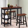 Table Haute Et Bar * | De Gros Hommoo Assortiment De Bar 3 Pcs Mdf Noir Hdv11353