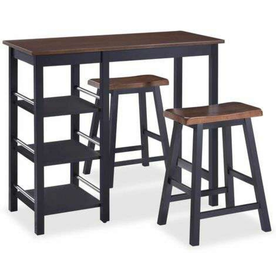 Table Haute Et Bar * | De Gros Hommoo Assortiment De Bar 3 Pcs Mdf Noir Hdv11353