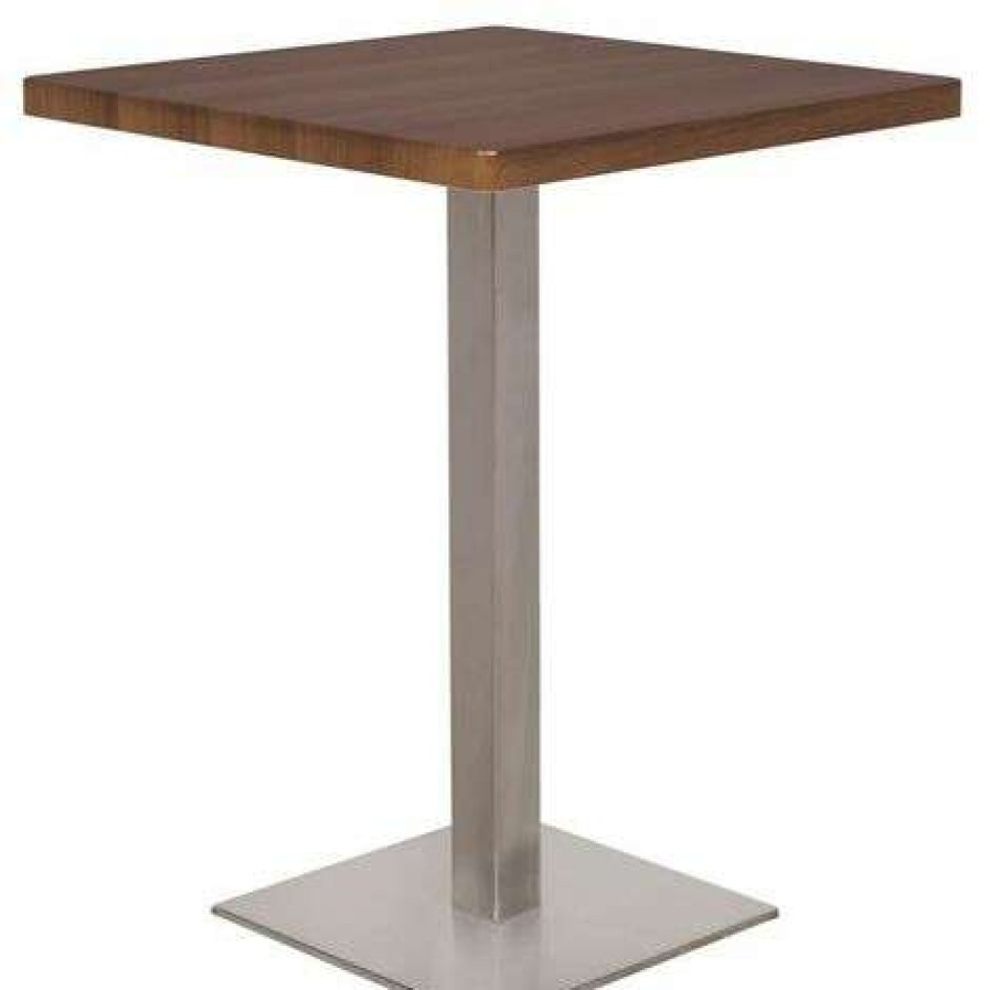 Table Haute Et Bar * | Meilleure Affaire Six Table De Bar Table Bistrot En Mdf Aspect Bois De Noyer 60X60X75