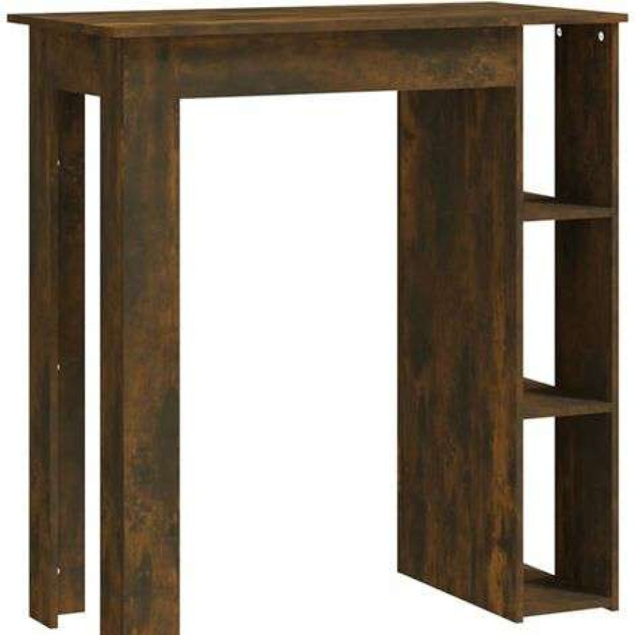 Table Haute Et Bar * | Grosses Soldes Youthup Table De Bar Avec Etagere Chene Fume 102X50X103,5 Cm Agglomere Brun