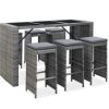 Table Haute Et Bar * | Acheter Nova 7 Pc Garden Bar Ensemble Avec Coussins Polyrattan Diverses Couleurs Meuble De Bar De Jardin 7 Pcs Et Coussins Resine Tressee Gris Couleur : Gris