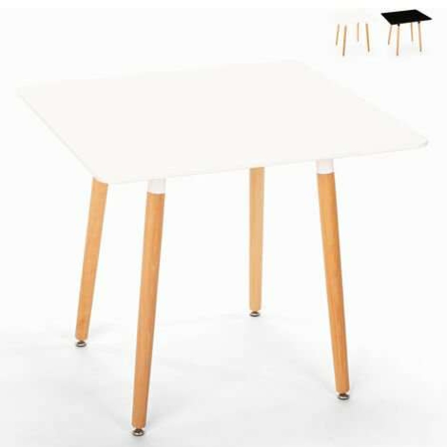 Table Haute Et Bar * | Acheter Ahd Amazing Home Design Table Carree 80 80 En Bois Design Nordique Pour Cuisine Bar Restaurant Fern | Couleur: Blanc