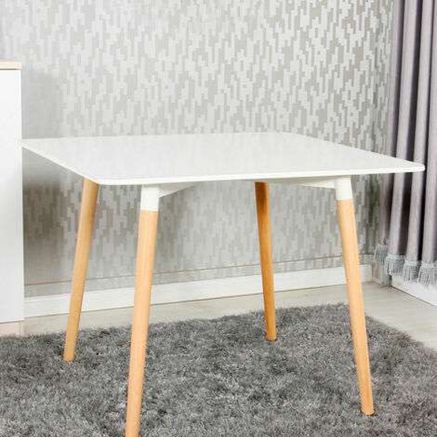 Table Haute Et Bar * | Acheter Ahd Amazing Home Design Table Carree 80 80 En Bois Design Nordique Pour Cuisine Bar Restaurant Fern | Couleur: Blanc