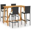 Table Haute Et Bar * | Acheter Hommoo Ensemble De Bar De Jardin Avec Coussins 5 Pcs Noir