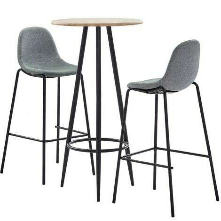 Table Haute Et Bar * | Offres Hommoo Ensemble De Bar 3 Pcs Tissu Gris Clair Hdv21995