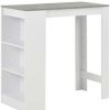 Table Haute Et Bar * | Top 10 Hommoo Table De Bar Avec Etagere Blanc 110X50X103 Cm Hdv22365