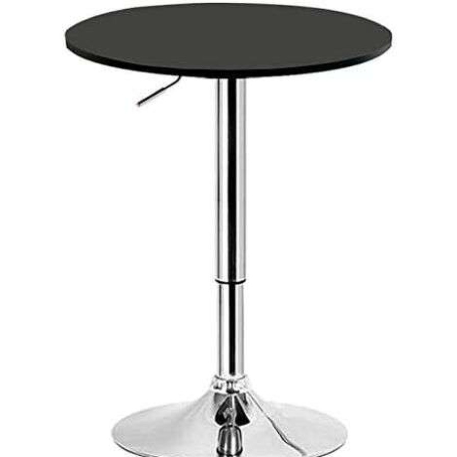 Table Haute Et Bar * | Vente Flash Woltu 1 X Table De Bar En Mdf Avec Pied. Table Ronde. Hauteur Reglable.Noir