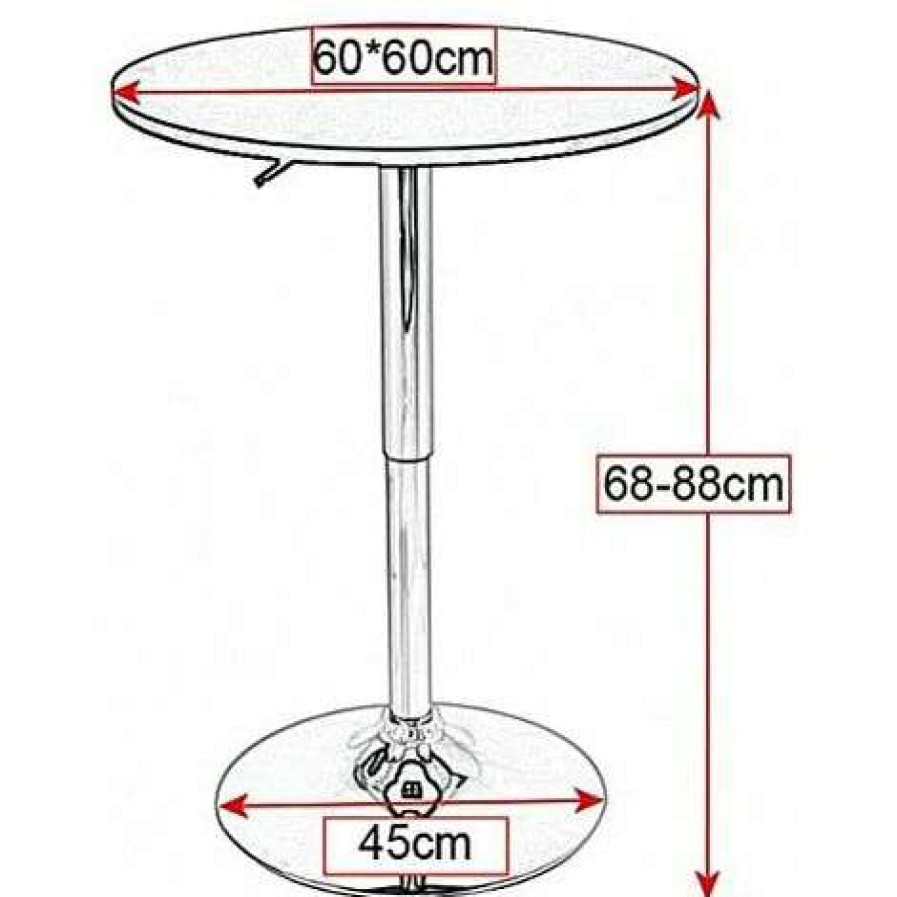 Table Haute Et Bar * | Vente Flash Woltu 1 X Table De Bar En Mdf Avec Pied. Table Ronde. Hauteur Reglable.Noir